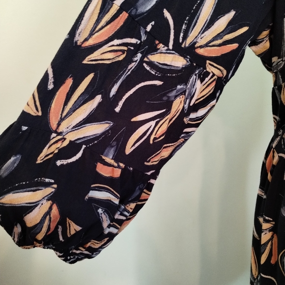 Ryllace Floral Boho Promenade Flowy Tiered Navy Blue Dress 3/4 Sleeve  Size 20 - Picture 4 of 15